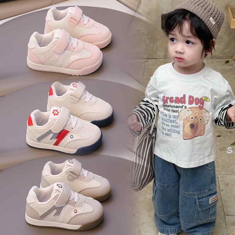 スニーカー キッズ 子供 春夏 ダブルメッシュ 通気性 スポーツシューズ ベビー靴 幼児 小学生 女の子 ..