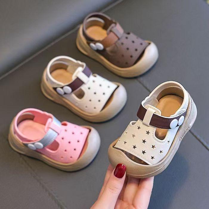 ベビー サンダル かわいい 子供靴 つま先保護 滑り止め 外履き マジックテープ PVC 1歳 2歳 3歳 春夏