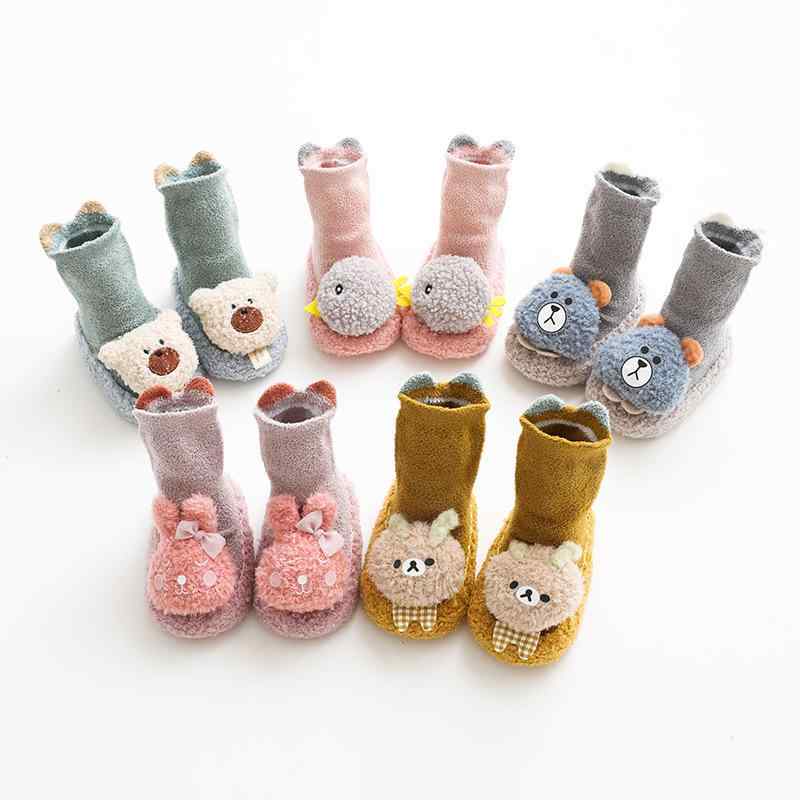 靴下 キッズ ベビー 赤ちゃん 床用 秋冬 厚手 防寒 混紡 かわいい カートゥーン 11cm 12cm 13cm