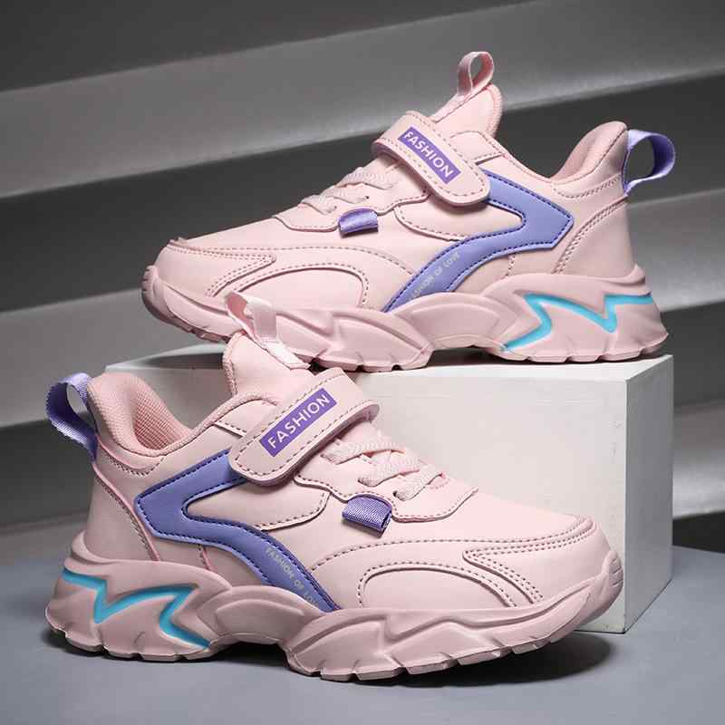 Sneakers - キッズ スニーカー 子供靴 ランニングシューズ スポーツシューズ 男の子 女の子 軽量 運動靴 通学 普段使い ブラック レッド ブルー ホワイト ピンク 人工皮革 ゴム底 耐摩耗性 春夏秋冬