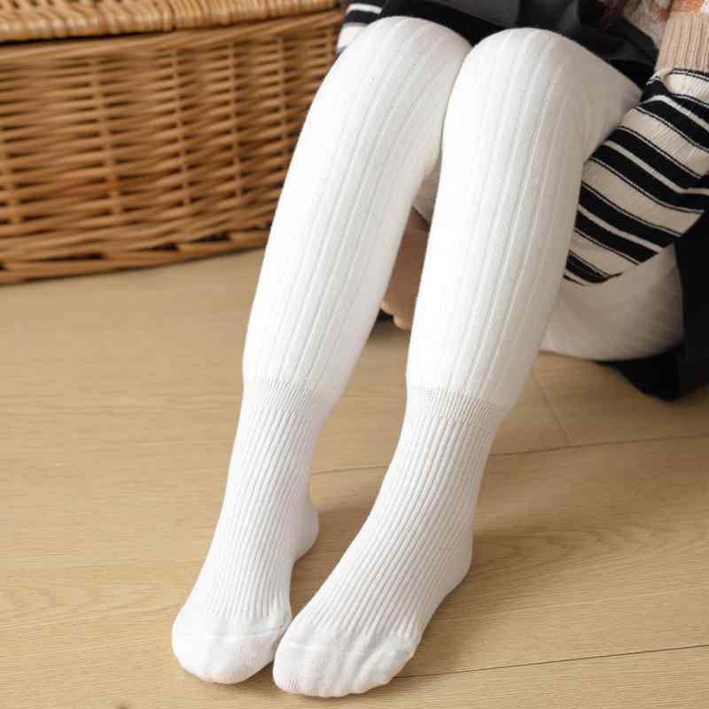 靴下 キッズ 女の子 裏起毛 ストライプ 厚手 あったか 子供用 タイツ 女児 冬 秋 かわいい 綿 混紡 カ..