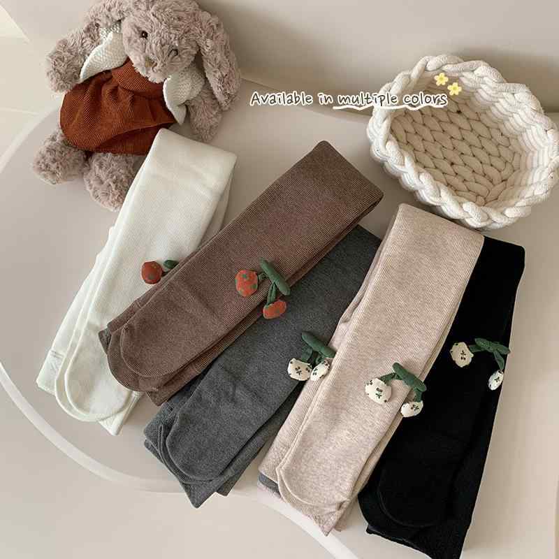 子供用 タイツ 秋冬 加絨 加厚 裏起毛 レギンス かわいい チェリー柄 ドット柄 伸縮性 あったか 女の子