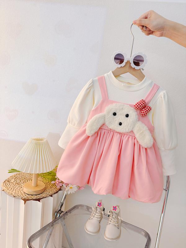 ワンピース ガールズ 子供服 長袖 Aライン チュールスカート プリンセススタイル かわいい 幼児 ベビー ピンク イエロー 80cm 90cm 100cm 110cm 春秋