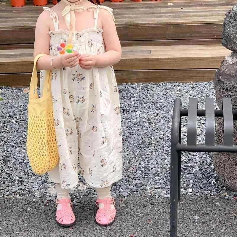 キッズ 女の子 サロペット ワイドレッグパンツ 夏 高腰 8歳以上 ロングパンツ かわいい 背当て