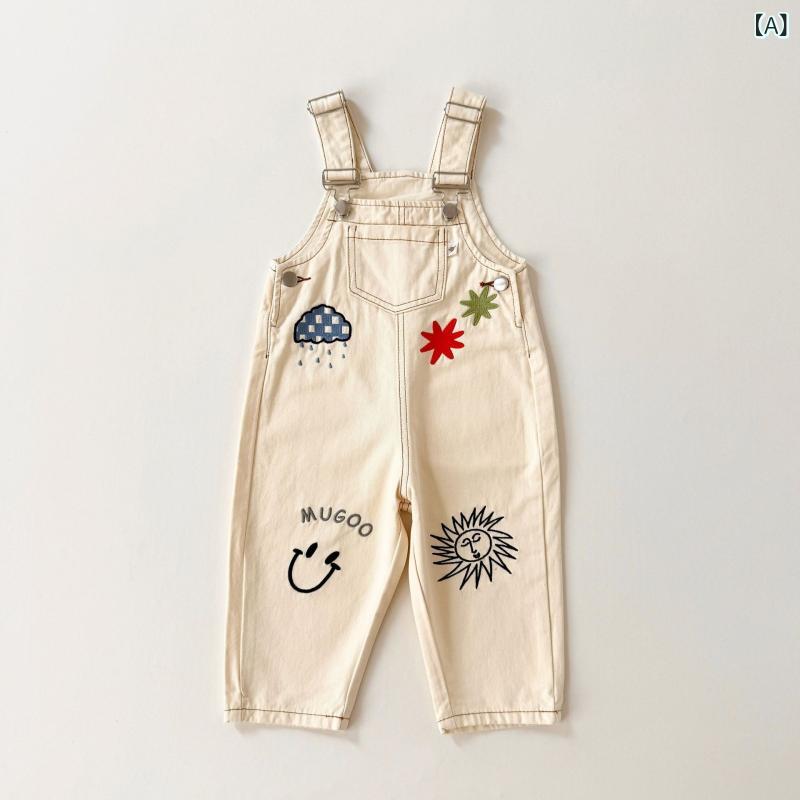子供服 パンツ 秋冬 子供 背負い式ズボン かわいい 漫画 刺繍 コットン 高腰 長ズボン カジュアルスタイル 中小童 80cm 90cm 100cm 110cm 120cm 130cm 2