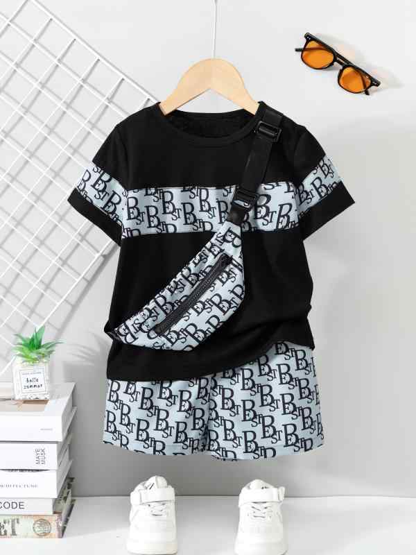 子供服 半袖Tシャツ 短パン 斜めがけバッグ 3点セット 男の子 夏 普段着 部屋着