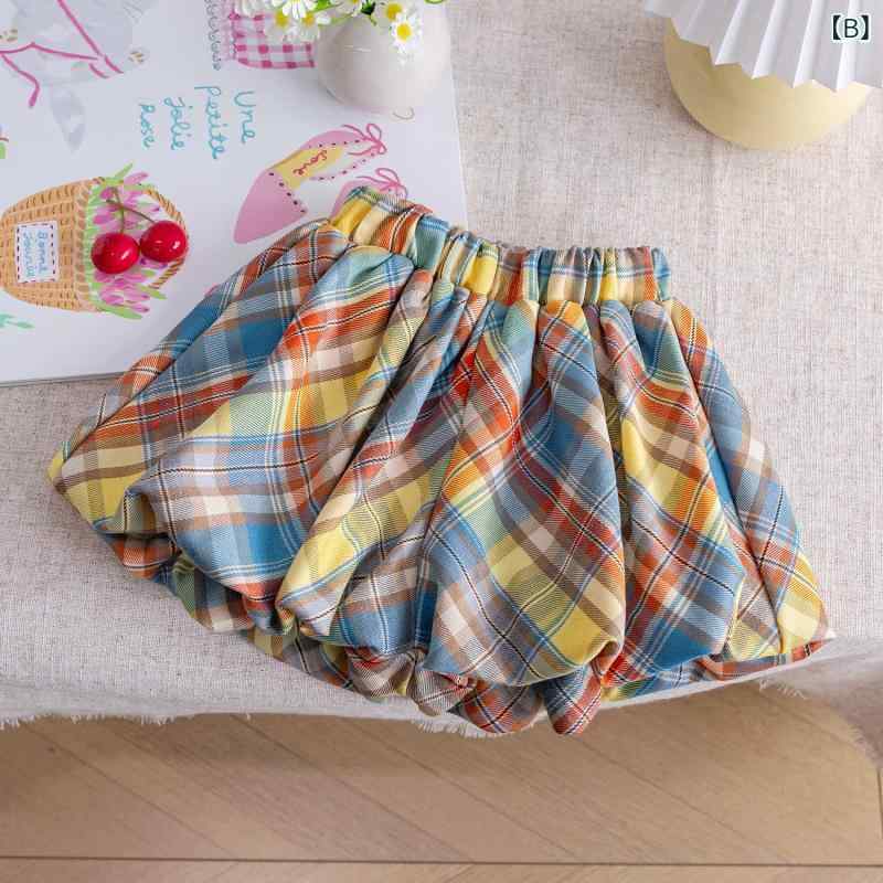 シャドーテールのキッズ 女の子 夏物 上下セット 吊りタンクトップ チェック柄 ブルマ 2点セット かわいい 柔らかい 綿 薄手 幼児 園児 普段着｜アングル3