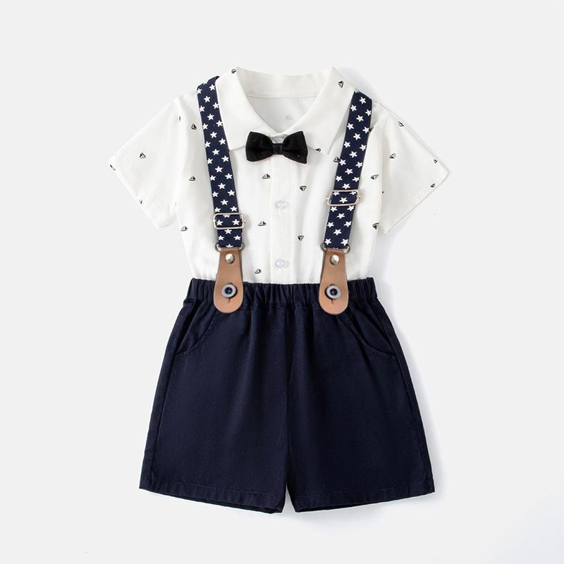子供用フォーマルスーツ 男の子 半袖シャツ ショートパンツ 上下2点セット ベビー キッズ 夏 薄手 コッ..