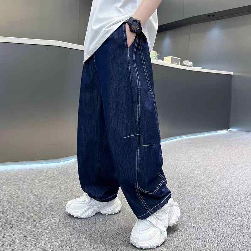 ・スタイル: カジュアル・パンツ丈: ロング・種類: ジーンズ・素材: 綿・主素材: 綿・主素材の含有量: 45%・厚さ: 薄手・対象: 男の子・柄: 無地・加工: 柔らかい・要素: スポーツ・ウエスト: ミドルウエスト・前開き: ゴム・色...