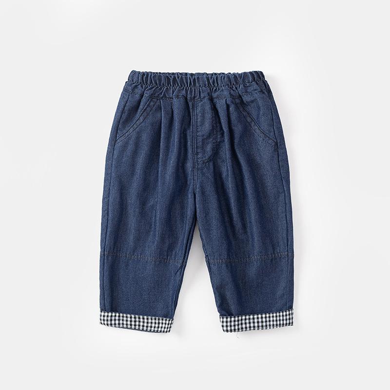 子供服 デニムパンツ ベビー服 格子柄 ロングパンツ 薄手 柔らかい 男女兼用 赤ちゃん 幼児 ズボン 春夏 9分丈 カジュアル