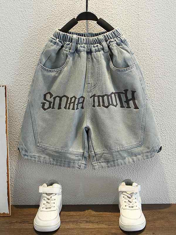 キッズ デニム ハーフパンツ 薄手 男の子 夏服 子供服 中小 キッズ ボーイズ パンツ コットン 100% 普段着 通学着 お出かけ着