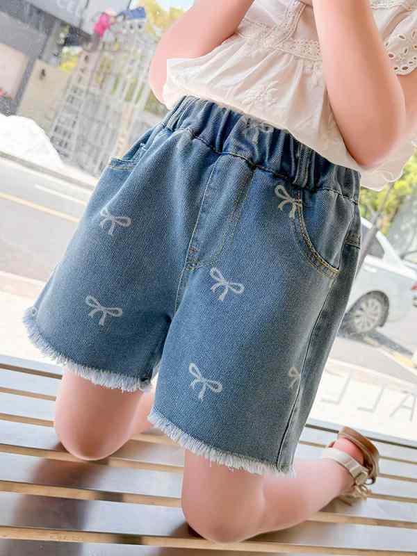 子供服 デニムショートパンツ ガールズ バタフライ 中小童サイズ コットン 柔らかい 中腰 潮 100cm 110..