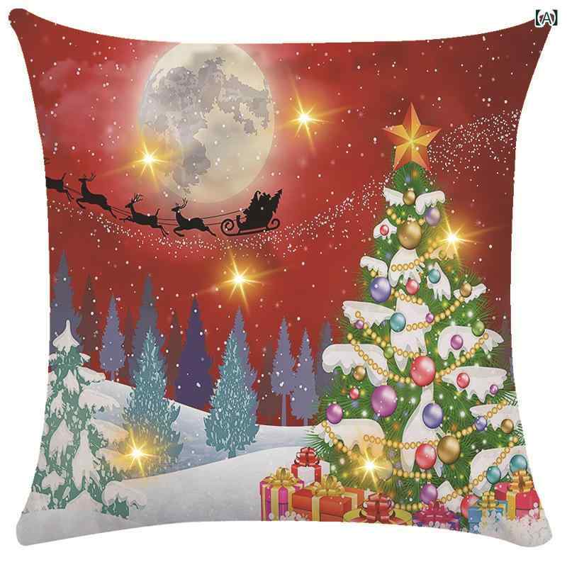 クッションカバー 雪だるま柄 北欧風 45×45cm ポリエステル PP綿 クリスマス デコレーション LED 発光 おしゃれ かわいい