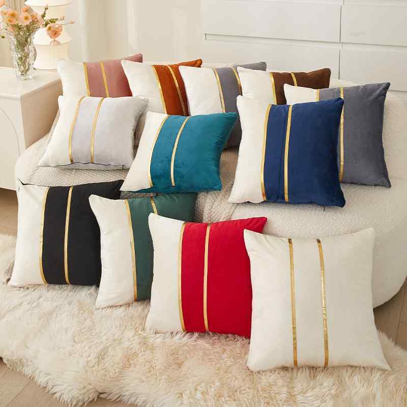 Rakuten - クッションカバー 北欧風 抱き枕カバー 背当て 45×45cm 30×50cm ポリエステル ストライプ 無地 ピンク レッド オレンジ グレー ブルー グリーン ブラック ベージュ ブラウン