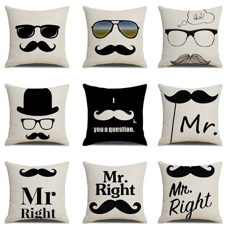 クッション 北欧スタイル 髭柄 レタープリント 抱き枕 インテリア リビング オフィス 寝室 柔らかい リ..