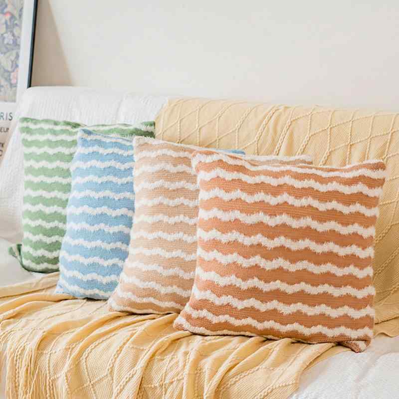 クッションカバー 北欧風 ストライプ柄 マルチカラー ソファ リビング ベッドルーム オフィス ふわふわ..