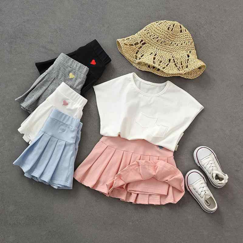 スカート キッズ 女の子 プリーツスカート インナーパンツ付き 子供服 キュロットスカート ミニスカート 夏 無地 かわいい 普段着 発表会 হালকা ব্লু, ブラック, グレー, ホワイト, ピンク系