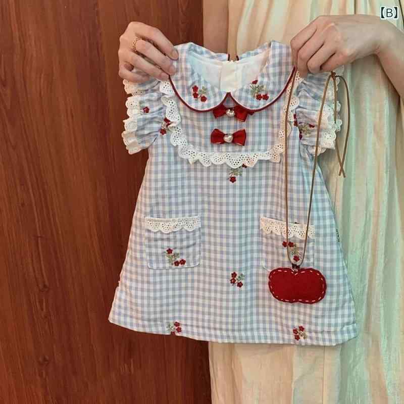 ワンピース キッズ 女の子 格子柄 夏物 子供服 ノースリーブ プリンセス かわいい 普段着 お出かけ 綿 80cm 90cm 100cm 110cm 120cm 130cm