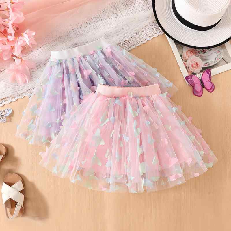 子供服 スカート 女の子 カラフル 立体 蝶々 プリンセス スカート チュールスカート 夏 ショートスカー..