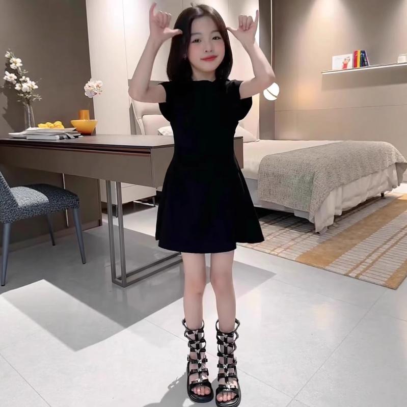 Other - ワンピース 女児 Aラインワンピース ブラック フォーマル 発表会 結婚式 パーティー ポリエステル 混紡 膝丈 8歳 9歳 10歳 11歳 12歳 13歳 14歳 15歳 16歳 17歳