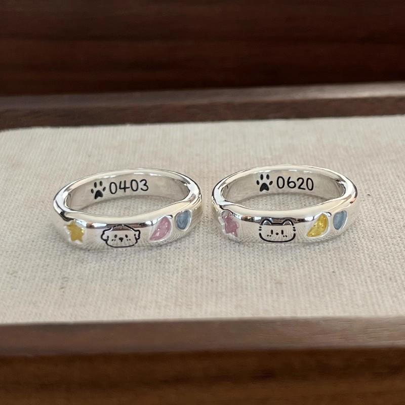 指輪 カップル 小猫 小犬 リング アニマル モチーフ 電気メッキ加工 かわいい 清潔感 指輪