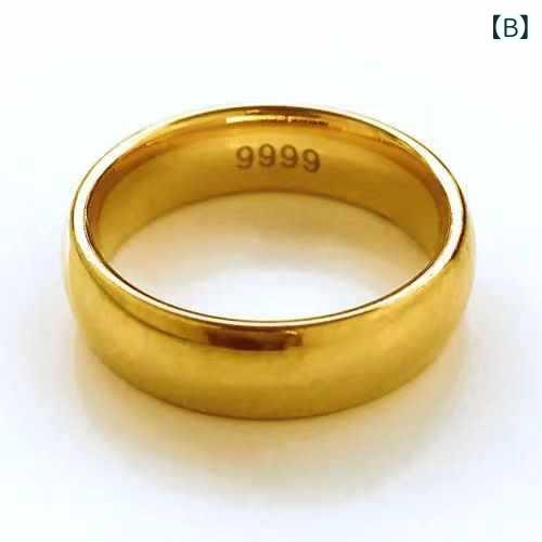 指輪 男性用 女性用 光沢 ペアリング 結婚 指輪 シンプル フリーサイズ 金色 ラッ...