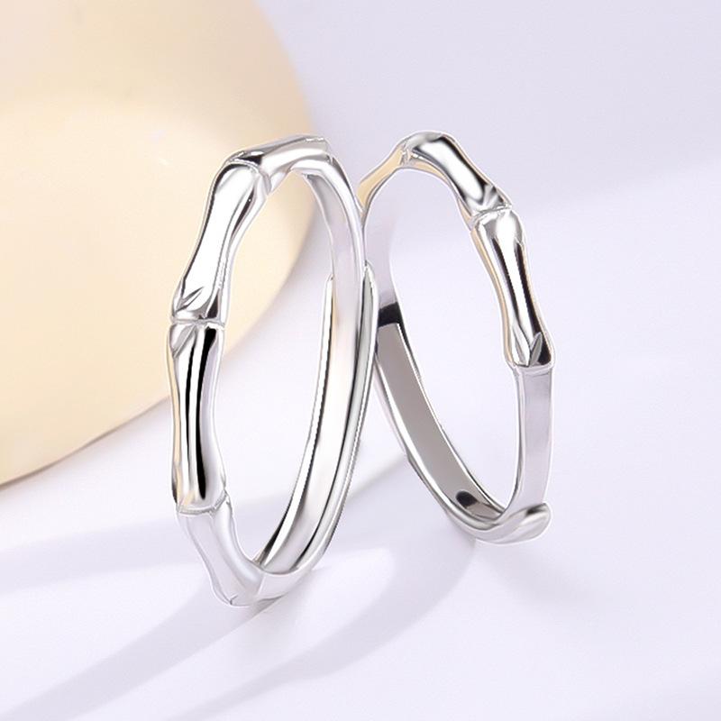 指輪 ペアリング シルバー925 竹モチーフ 新中式 高級感 カップル ギフト アクセサリー 男性用 女性用