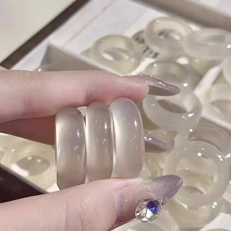 指輪 レディース メンズ 天然瑪瑙 白月光 玉髄 リング 戒圈 カップル ジェンダーレス エスニック シャ..