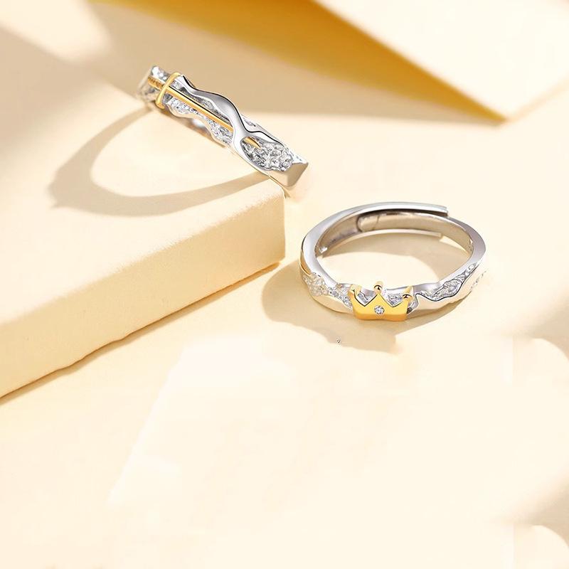 指輪 ペアリング エキゾチック 文芸復古 ジルコニア プリンセス ナイト 電気メッキ加工 ラッキーアイテム 男女兼用 カップル 恋人 ホワイトコッパー