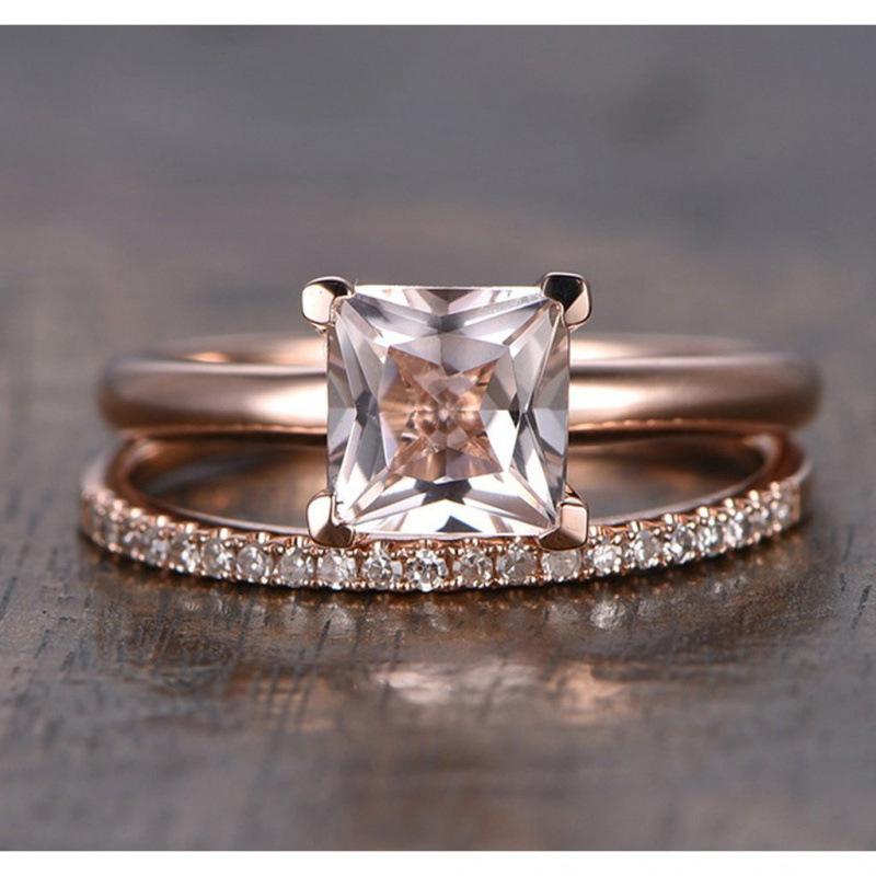 指輪 レディース ジオメトリック 幾何学模様 ローズゴールド 電気メッキ加工 ジルコニア エレガント 銅製 アクセサリー キュート デート パーティー