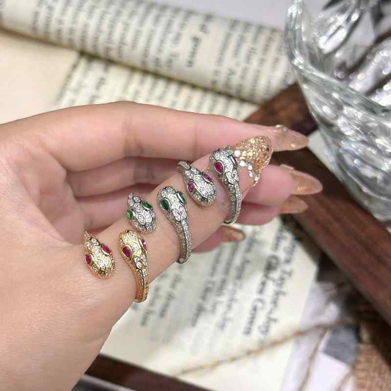 指輪 レディース メンズ ペアリング ジルコニア ダブルヘッド スネークリング 蛇モチーフ ヘビ ファッ..