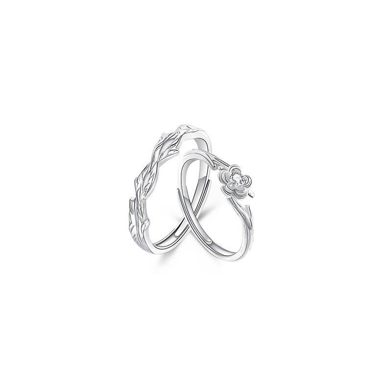 指輪 ペアリング シルバー999 ジルコニア 桔梗 花 フラワー モチーフ オープンリング ラッキーアイテム