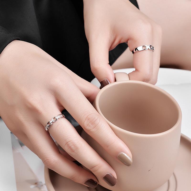 指輪 ペアリング シルバー925 ジルコニア 男女兼用 カップルリング ファッションリング 幾何学模様 リング 調整可能 ラッキーアイテム ギフト