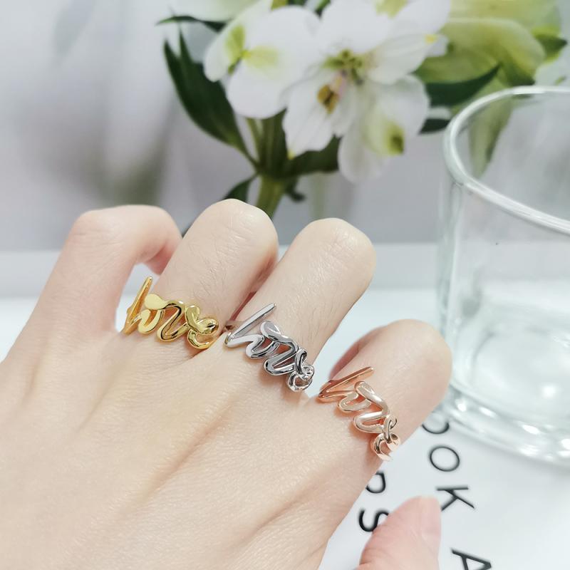 指輪 LOVE ペアリング シルバー ゴールド ローズゴールド ファッション 通勤 ジュエリー