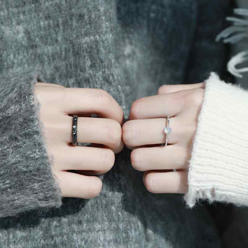 指輪 ペアリング シルバー925 星 宇宙 モチーフ オープンリング 電気メッキ加工 高級感 ラッキーアイテ..