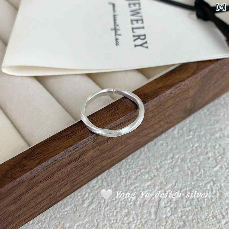 指輪 男性用 モビウス シルバー リング 幾何学 極 minimalist 調節可能 ペアリング