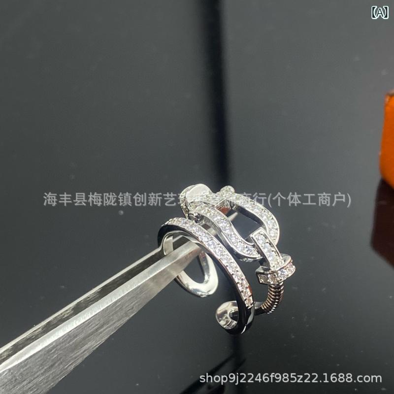 指輪 リング レディース メンズ ゴールド シルバー カラー ファッション アクセサリー ペア 電気メッキ加工 ジルコニア U形 幾何学形