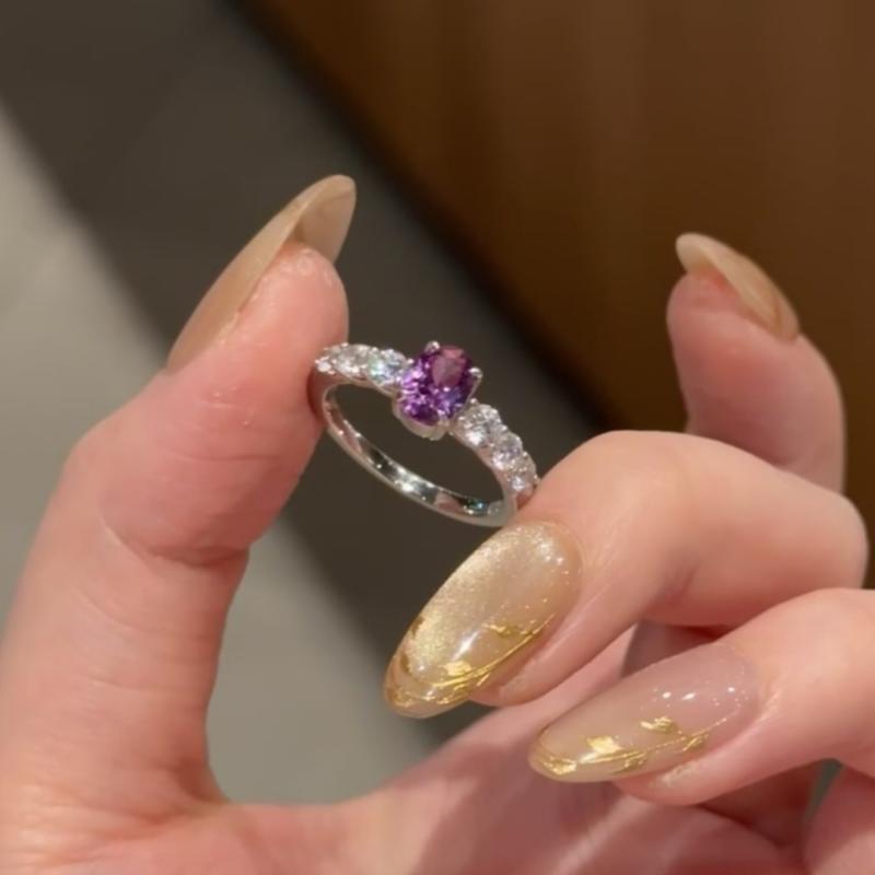 指輪 レディース パープル ジルコニア レトロ アジャスタブル リング エレガント