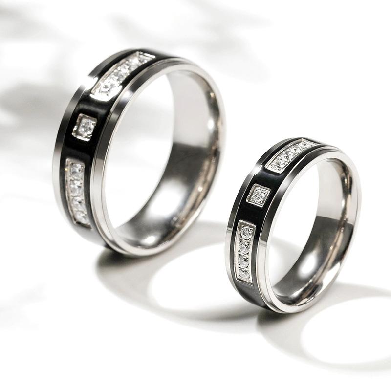 指輪 男性用 ペアリング チタン ジルコニア 幾何学 模様 ブラック 電気メッキ加工 欧米 ファッション ..