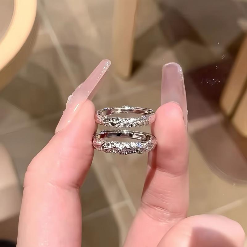 指輪 ペアリング S999 純銀 ラバ風 不規則 テクスチャ 電気メッキ加工 フリーサイズ シルバー ラッキーアイテム