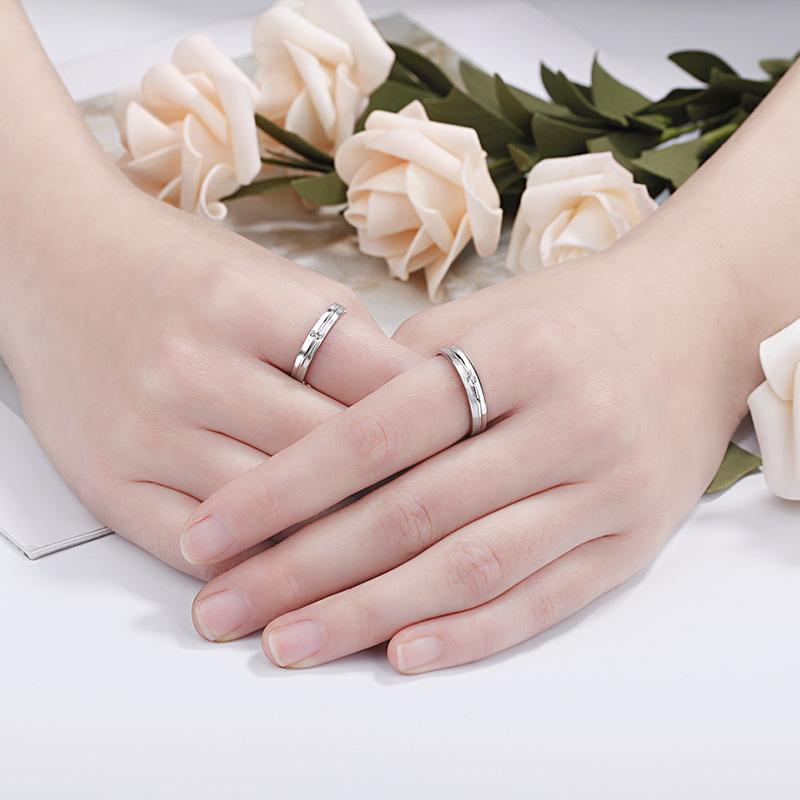 指輪 ペアリング シルバー925製 太陽 月 星 スター モチーフ カップル 恋人 記念日 開口 サイズ調整可..