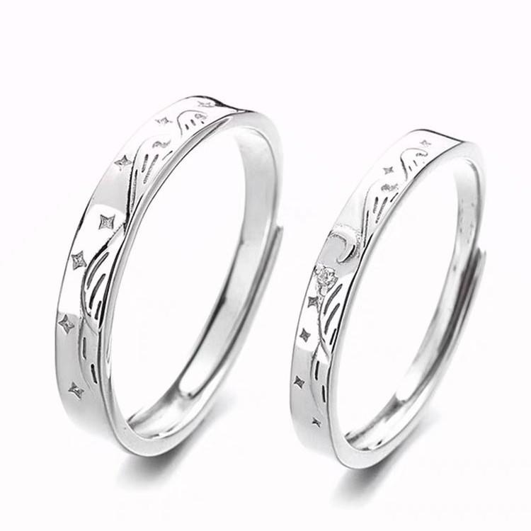 指輪 ペアリング S925 シルバー ジルコニア 星 スターモチーフ ラッキーアイテム 電気メッキ加工 幾何..