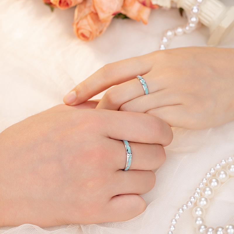 指輪 ペアリング 小王子と狐 シルバー999 夜光 メンズ レディース 電気メッキ アニマル モチーフ カップル お揃い アクセサリー