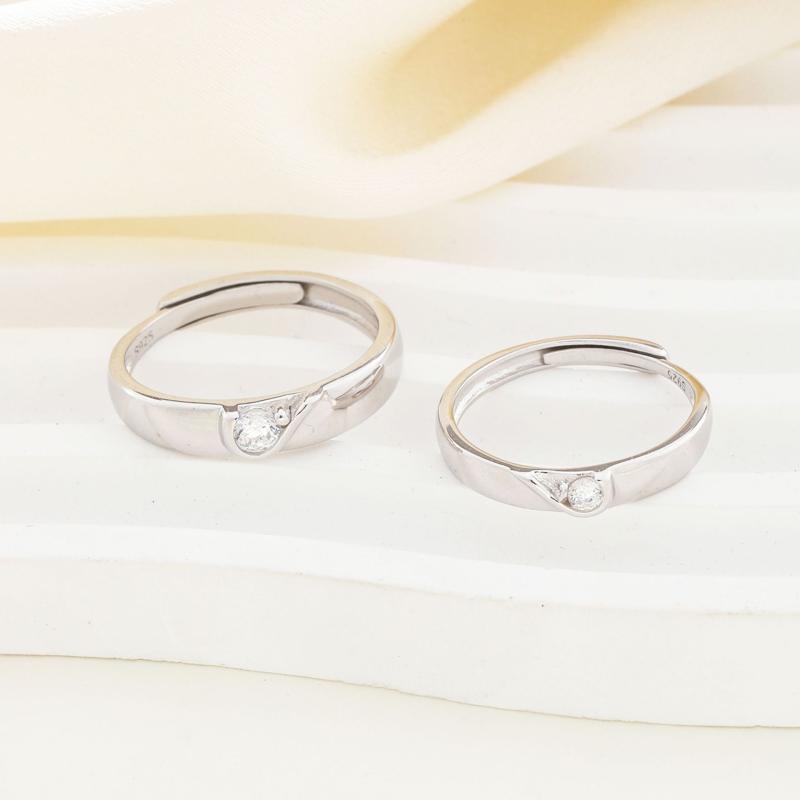 指輪 ペアリング シルバー925 ハート 永結同心 結婚指輪 サイズ調整可能 ジルコニア ラッキーアイテム