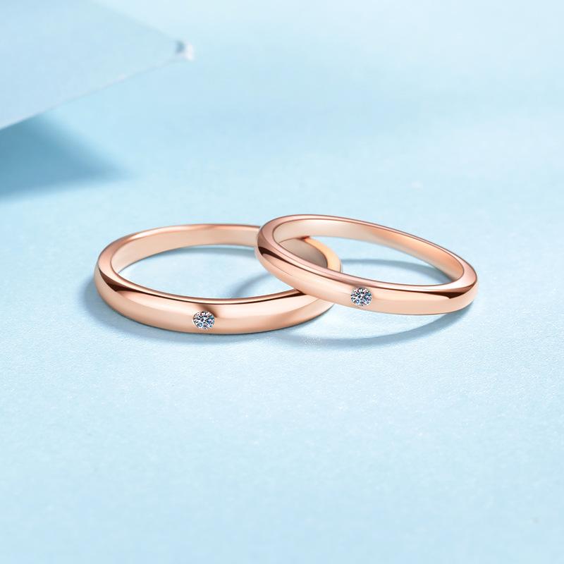 指輪 レディース ペアリング シルバー925 モアッサナイト シンプル シャンパンゴールド 9号 10号 11号 ..