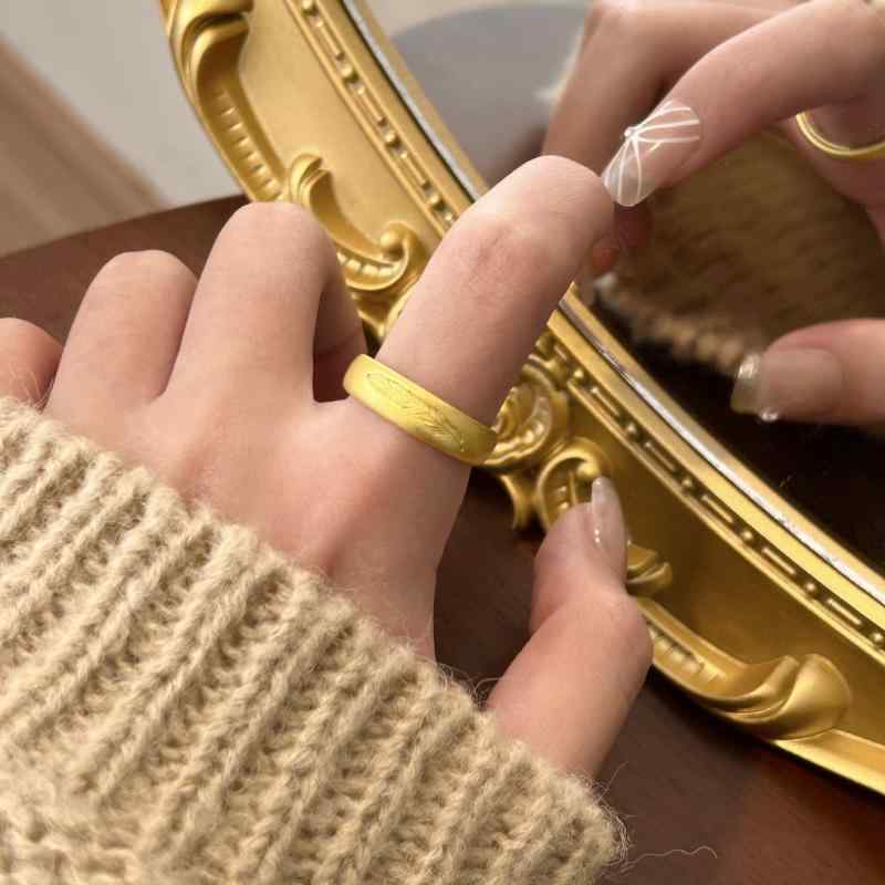 指輪 レディース メンズ リーフモチーフ アクセサリー ペアリング 結婚指輪 電気メッキ加工 開口調整可..