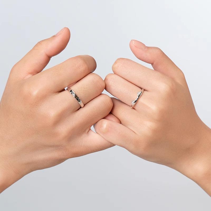 指輪 ペアリング シルバー925製 パンダ モチーフ カップル かわいい アニマル モチーフ 電気メッキ加工..