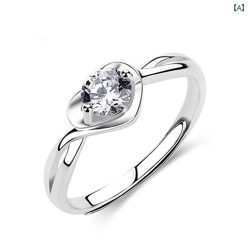 指輪 レディース ペア S925 シルバー ハート キュービックジルコニア 結婚指輪 韓...