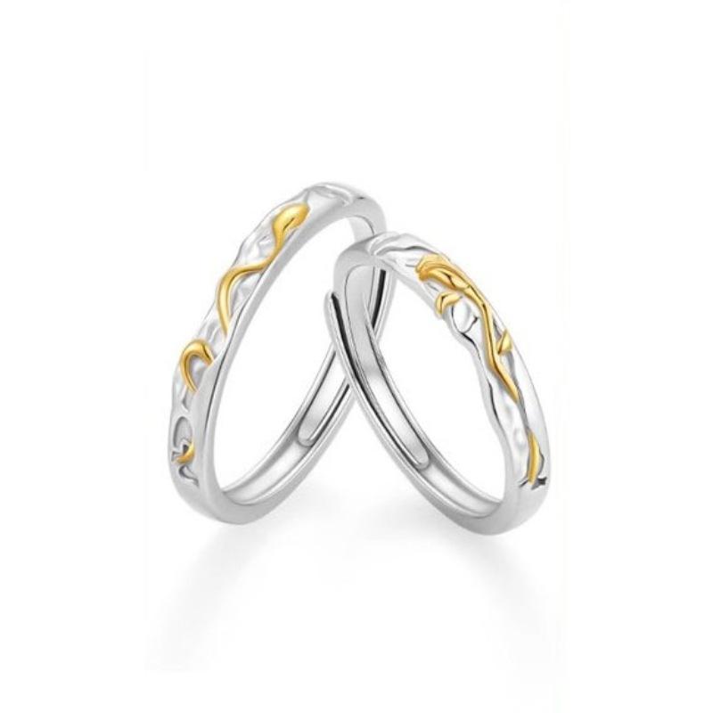 指輪 ペアリング シルバー925 蛇 ヘビ ローズ 薔薇 アニマルモチーフ 電気メッキ加工 調整可能 カップ..