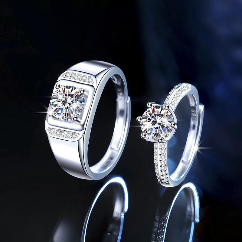 指輪 レディース メンズ S925 シルバー ジルコニア 1カラット 6本爪 ファッションリング ペアリング 結婚指輪 プロポーズ 婚約 幾何学型 アクセサリー 銀色